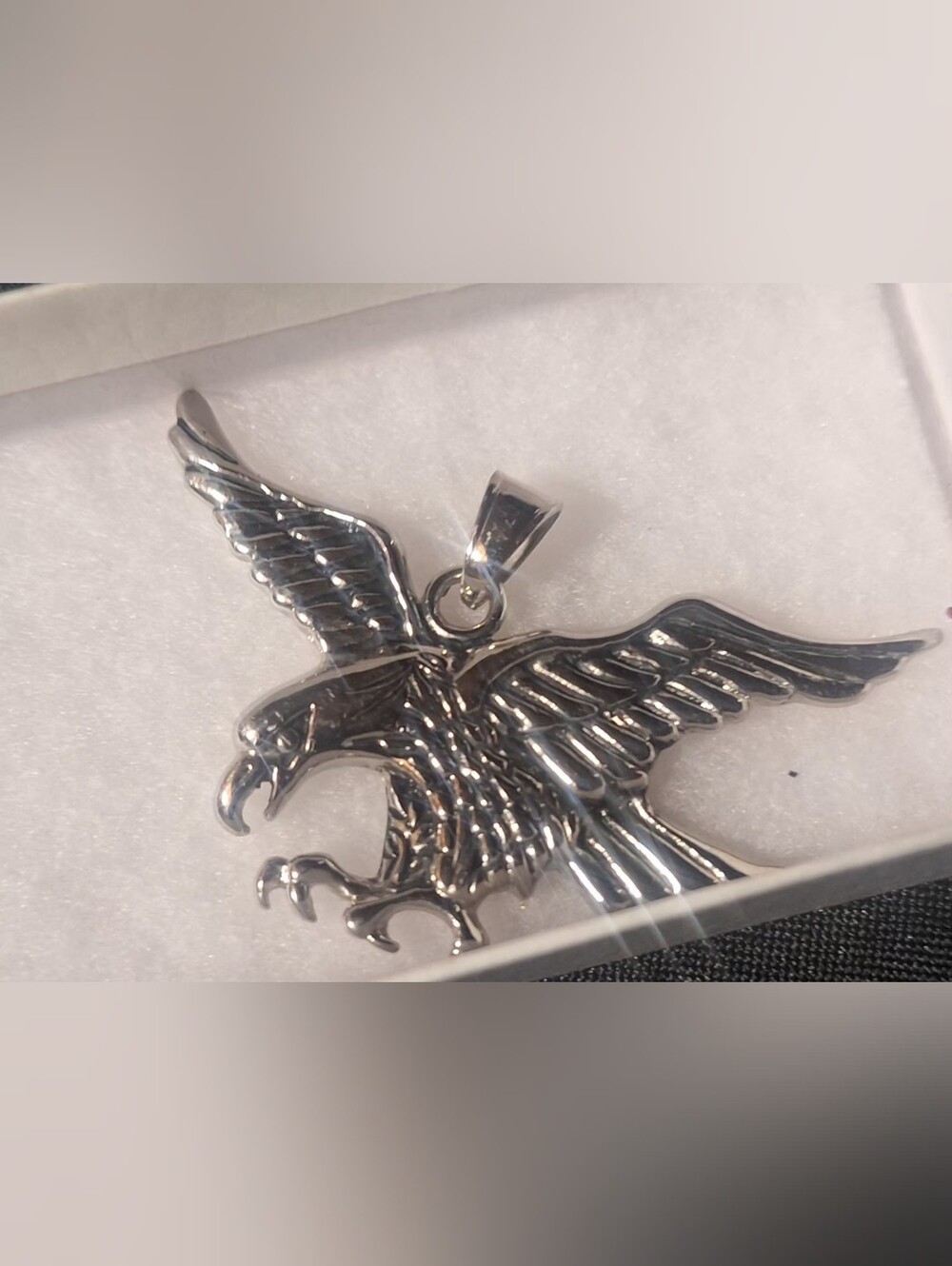 Vintage Silver Tone Flying Eagle Pendant Charm - Picture 2 of 6